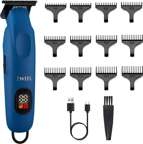 IWEEL Recortadora de Barba Profesional para Hombres - Cortapelos Eléctrico, Perfiladores con Cuchilla en T de Separación Cero, Kit de Aseo con