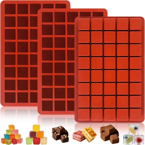 Miniatura 10 de 3 moldes cuadrados de silicona para caramelos, 126 cavidades, mini moldes cuadrados de silicona para caramelos, gomitas, chocolate, cubitos de hielo