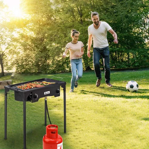 Miniatura 6 de HomVent Estufa de campamento al aire libre, cocina de gas propano de alta presión, estufa portátil de hierro fundido con patas desmontables, ideal