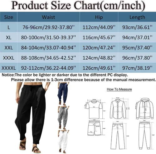 Miniatura 5 de EELHOE Men Linen Pants Relaxed Fit Lightweight Casual Wide Leg Elastic Waist Breathable Summer Beach Trousers