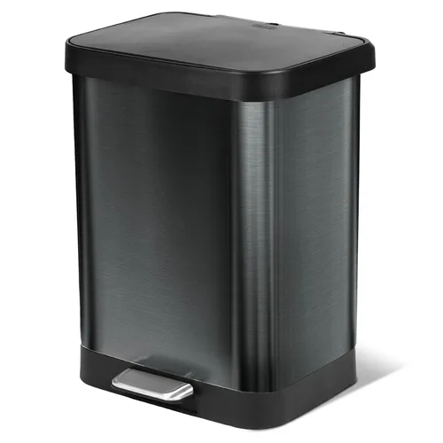 Miniatura 16 de Glad Basurero con pedal de acero inoxidable de 20 galones / 75.5 litros con protección contra olores CloroxTM, color gris plomizo acero