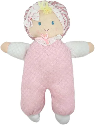 Genius Baby Toys Muñeca de bebé suave - Acogedora y suave - Perfecta primera muñeca para bebés y niños pequeños - Lindo atuendo rosa y blanco - Sin