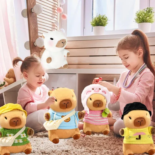 Miniatura 6 de Capybara - Peluche de Capybara con 9 prendas y accesorios, súper suave, para niños y niñas de 10.2 pulgadas (Capybara negro)