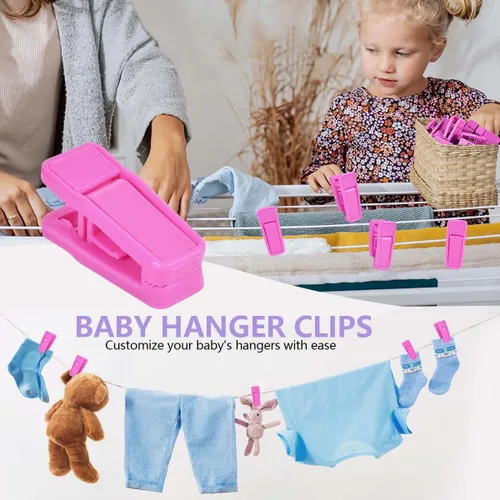Miniatura 5 de KISEER Juego de 40 pinzas de plástico para colgar el bebé, juego de pinzas para colgar ropa de terciopelo (rosa)