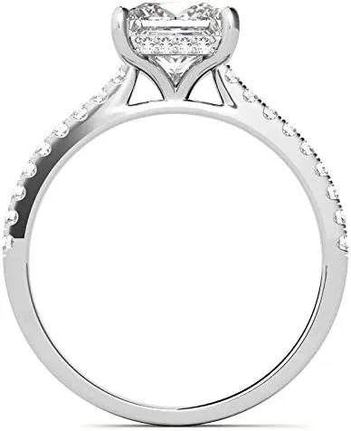 Miniatura 2 de IGI - Anillo de compromiso de diamantes de talla princesa blanca de 0.80 quilates con certificación IGI en oro rosa amarillo blanco de 14 quilates