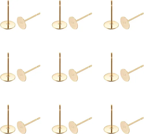 Miniatura 15 de Craftdady 400 aretes de acero inoxidable de 0.15 a 0.55 pulgadas, 8 tamaños, almohadillas planas, redondas, en blanco, para hacer joyas Almohadilla