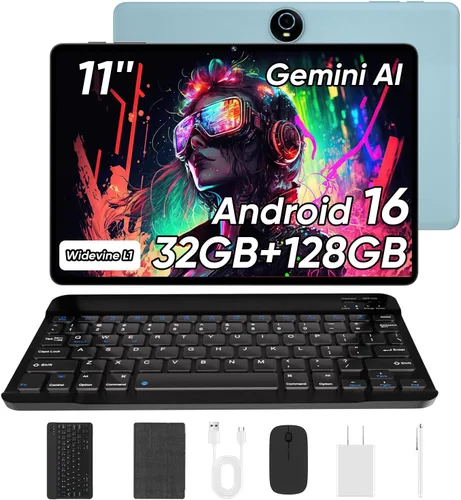 Miniatura 9 de Tablet de 11 pulgadas con teclado, tabletas Android 16, 32 GB+128 GB, expansión de 1 TB, batería de 8000 mAh, cámara de 5 MP+8 MP, WiFi 6 de doble