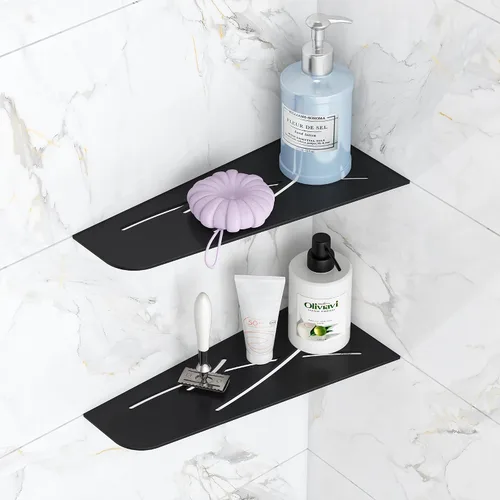 Miniatura 9 de Qeke Estante esquinero de ducha de acero inoxidable 304, estante esquinero de 12 pulgadas, soporte para champú de baño, estante de esquina flotante