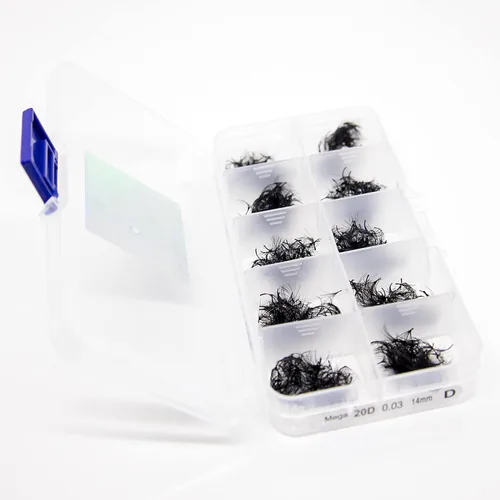 Miniatura 2 de Extensiones de pestañas 20D, 25D. 500 abanicos de pestañas prefabricados. Extensiones de pestañas. Hechas a mano (20D - rizo D - 0.03, 0.55 pulgadas)