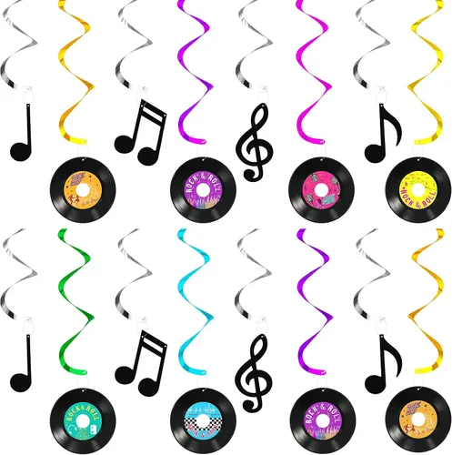 24 piezas de registro de notas musicales colgantes, registro de remolinos y música, letrero de decoración de pared con remolinos colgantes para