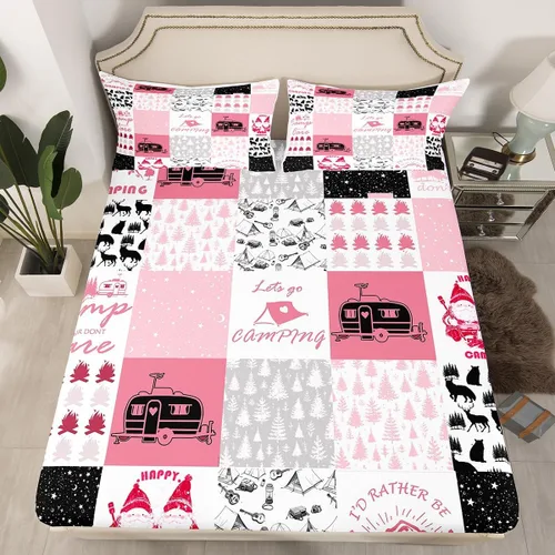 Miniatura 8 de Manfei Juego de sábanas bajeras de camping tamaño individual, 2 piezas de ropa de cama de camuflaje gris y negro para niños y adolescentes, funda