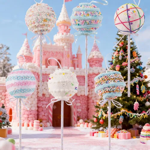 Miniatura 5 de LANGXUN 6 piezas Tierra de Dulces de Piruleta 2025 Navidad Cumpleaños Fiesta Boda Suministros Decoración, Adorno Colgante de Bastón de Caramelo