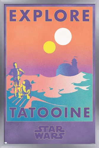 Miniatura 11 de Trends International Star Wars: Tatooine - Póster de pared de Explore Tatooine, 14.725 x 22.375 pulgadas, versión enmarcada de madera de granero
