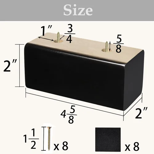 Miniatura 2 de Elevadores de madera (negro, 2 pulgadas)