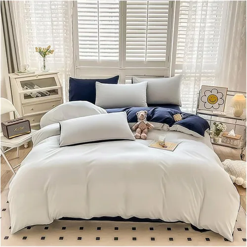 Miniatura 12 de Cama, Queen/L Negro Color Sólido Algodón Funda Nórdica Funda Nórdica