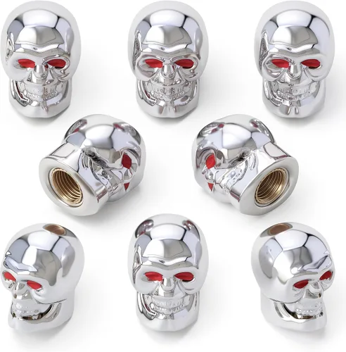 Miniatura 27 de 4 tapones de válvula de neumático estilo calavera, con anillo de goma O, cubiertas universales de vástago de válvula de neumático de núcleo de cobre