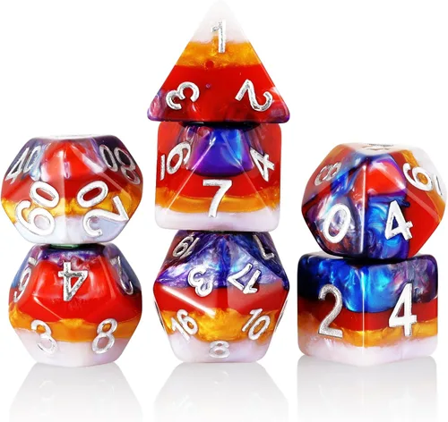 Juego de dados DND, dados poliédricos jerárquicos sólidos, dados de resina de color para juegos de rol de D&D Dungeons and Dragons, juegos de rol