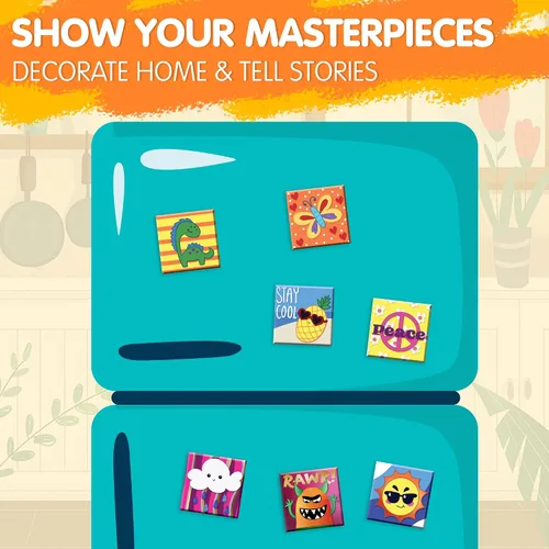 Miniatura 6 de JOYIN Kit de 12 pinturas de roca y 24 mini azulejos magnéticos, arte y manualidades para niños, suministros de arte con varias pinturas, kits