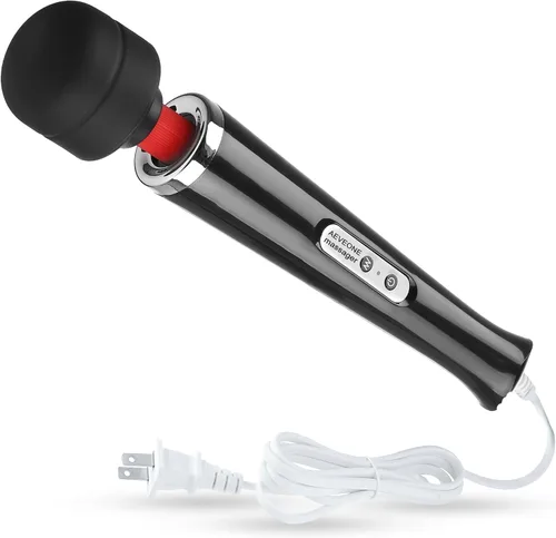 AEVEONE Potente masajeador de varita portátil con cable, fuerte masaje de vibración personal para recuperación deportiva, dolores musculares de Negro
