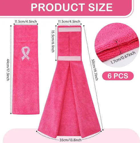 Miniatura 3 de Tranqun Toallas de fútbol con cinta rosa de 17.3 x 4.5 pulgadas, toalla deportiva para concientización sobre el cáncer de mama, accesorios de fútbol
