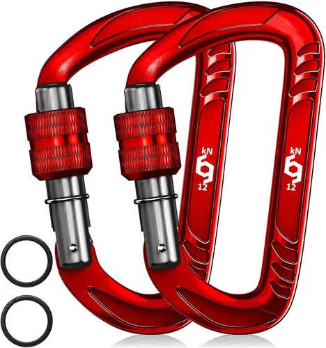 Miniatura 22 de Rhino Produxs 12kN (2697 lbs) Heavy Duty Carabiner Clips, for Securing Pets, Outdoor, Camping, Hiking, Hammock, Dog Leash Harness, Keychains Bloqueo