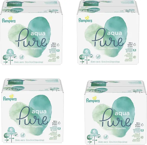 Miniatura 20 de Pampers Aqua Pure Toallitas para bebé, 99% agua, sin fragancia, 896 toallitas para bebé en total (16 paquetes con tapa abatible)