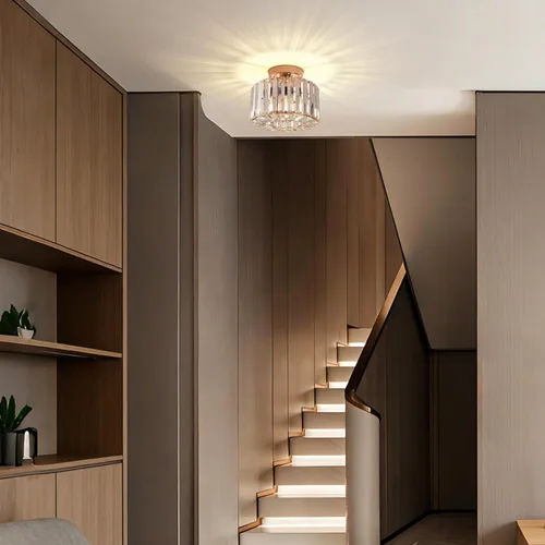 Miniatura 9 de FRIDEKO HOME Lámpara de techo semiempotrada - Lámpara de techo moderna de cristal, lámpara de techo moderna, accesorios de luz dorada para porche