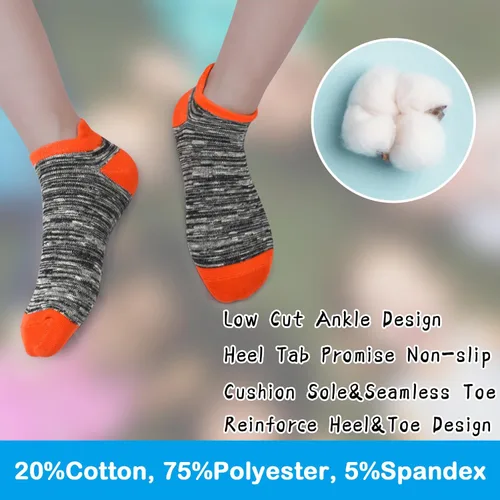 Miniatura 5 de ZERULETS Calcetines para niños y niñas, tobillos, atléticos, a rayas, con lengüeta en el talón, no visibles, calcetines de corte bajo, 12 pares de 1