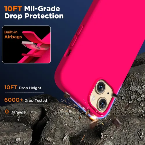 Miniatura 6 de Funda de silicona para iPhone 15 Plus, cubierta protectora resistente a golpes de cuerpo completo, forro de microfibra suave antiarañazos, funda