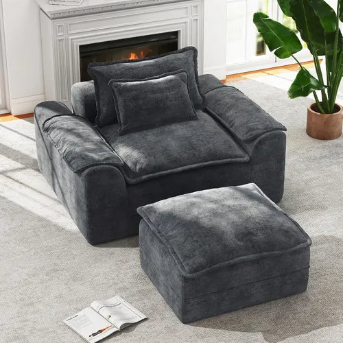 Miniatura 27 de Hobestluk Cloud - Sofá individual de espuma viscoelástica con asiento profundo, sofá en forma de L con funda extraíble, sofá grande para sala