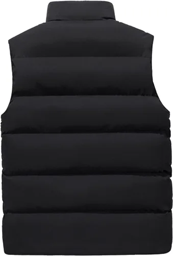 Miniatura 2 de WENKOMG1 Chaleco con capucha con doble cremallera para hombre, abrigo de color sólido, abrigo cálido y grueso, sin mangas, chaqueta suelta