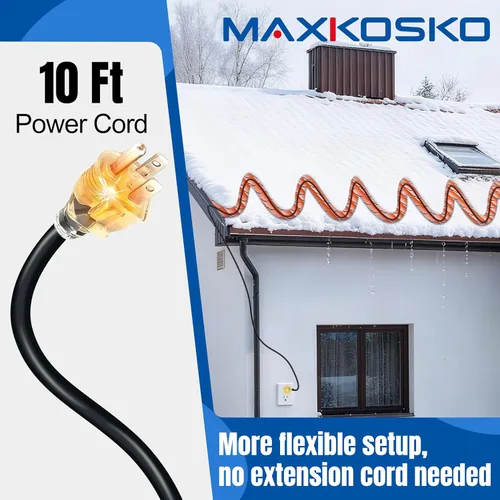 Miniatura 2 de MAXKOSKO Cable térmico de techo de 75 pies (cable de 10 pies), cable de fusión de nieve autorregulable, cinta térmica de 120 V de 7 W/pies