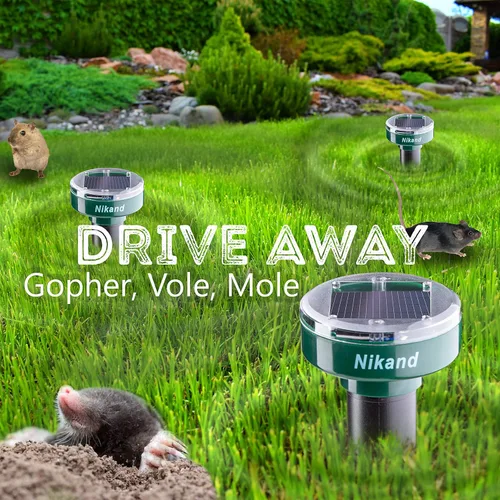 Miniatura 6 de Repelente de gotas ultrasónico alimentado por energía solar - Estacas repelentes de topos al aire libre seguras para mascotas - Repelente