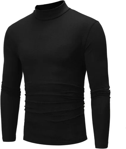 Miniatura 2 de Suéter de manga larga con cuello alto para hombre, diseño básico, elástico, ajustado, para otoño e invierno