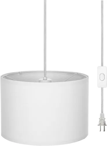 Miniatura 6 de ZSLAIFU Lámpara colgante de 15 pies con interruptor, luces colgantes blancas con cable enchufable, lámpara colgante con control remoto, lámpara