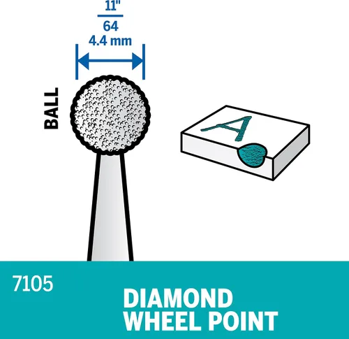 Miniatura 2 de Dremel 7105 Diamond Ball Point, 1164", accesorio para herramientas rotativas