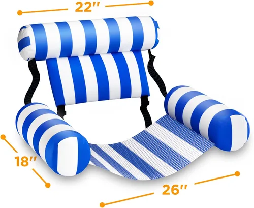 Miniatura 8 de Flotadores de piscina para adultos, 2 paquetes de sillas inflables de alta resistencia, hamaca flotante de tela, fideos de piscina inflables
