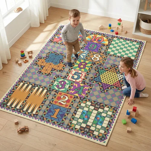 Alfombra de juego para niños 7 en 1 y alfombra de sala de juegos, alfombra de guardería jumbo de 79 x 59 pulgadas, lavable a máquina y plegable, 7