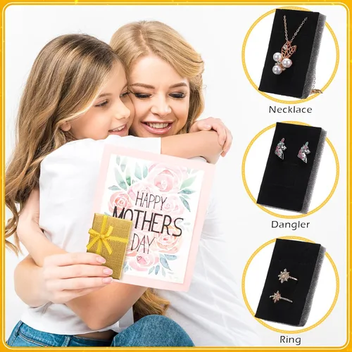 Miniatura 4 de Caja de regalo de joyería - Pequeña caja de embalaje vacía a granel cajas de cartón con lazo para anillos, collares, aretes y pulsera