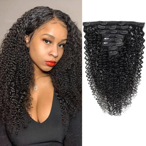 Miniatura 11 de Extensiones de cabello ondulado con clip, rizado natural, 100% cabello humano brasileño sin procesar, para mujeres negras (12 pulgadas)