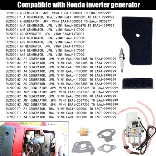 Miniatura 2 de Carburador EU2000i para generador Honda EB2000i EU2000i con filtro de junta 16100-Z0D-D03 con filtro de aire Kit de reconstrucción de junta de bujía