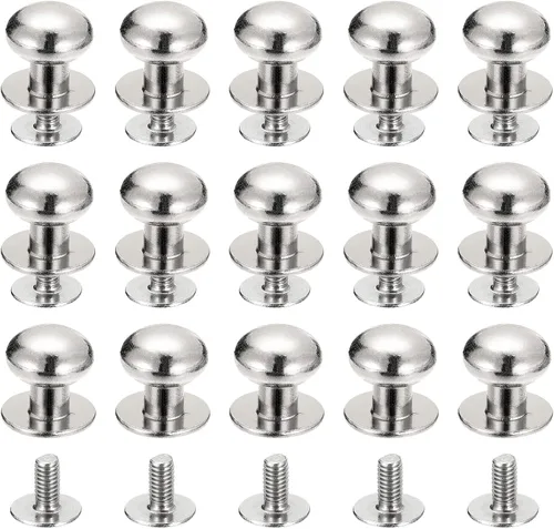 Miniatura 12 de uxcell Remaches de cabeza de bola de 0.157 pulgadas (0.157 in), tornillo trasero, paquete de 15 remaches de pezón de botón de cabeza redonda