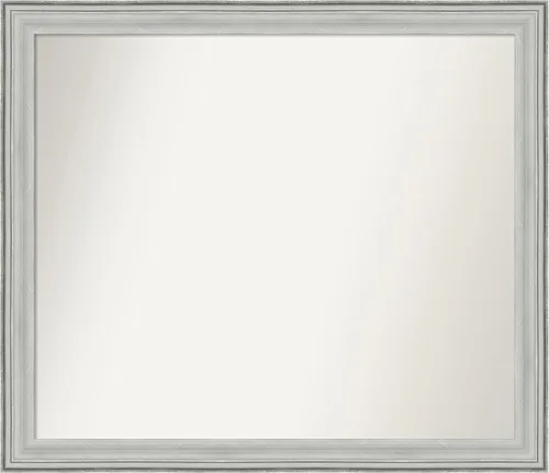 Miniatura 280 de Amanti Art Espejo de baño plateado para sobre fregadero, 25 x 25 pulgadas, espejo de tocador cuadrado estrecho de níquel cepillado, marco de madera