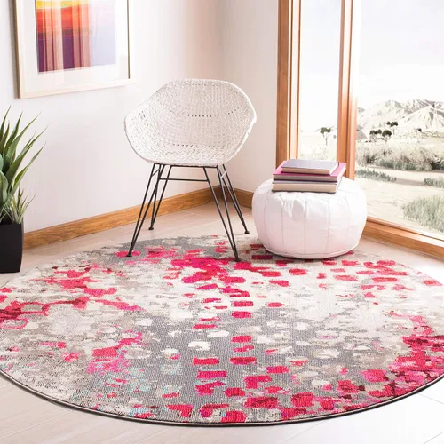 Miniatura 45 de SAFAVIEH MAD425H Madison Collection Alfombra decorativa cuadrada de 3', gris/naranja, diseño abstracto bohemio desgastado, no desprende pelusa