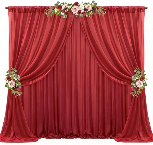 Miniatura 62 de Cortinas de fondo azul bebé de 10 pies x 10 pies, tela de gasa chiffon transparente sin arrugas, tela de fondo fotográfico drapeada para arco