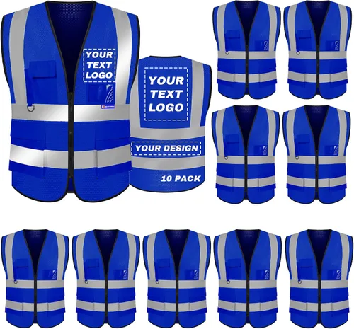 Miniatura 36 de BeautyWill Chaleco de seguridad personalizado con logotipo reflectante de alta visibilidad Clase 2 de alta visibilidad Seguridad Chaleco de trabajo