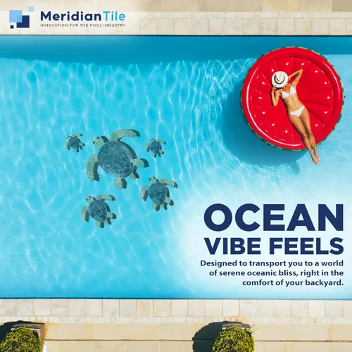 Miniatura 3 de Aquatic Custom Tile Green Sea Turtle Family - Mosaicos de porcelana para la parte inferior de la piscina, hechos en Estados Unidos, 5 piezas, 1