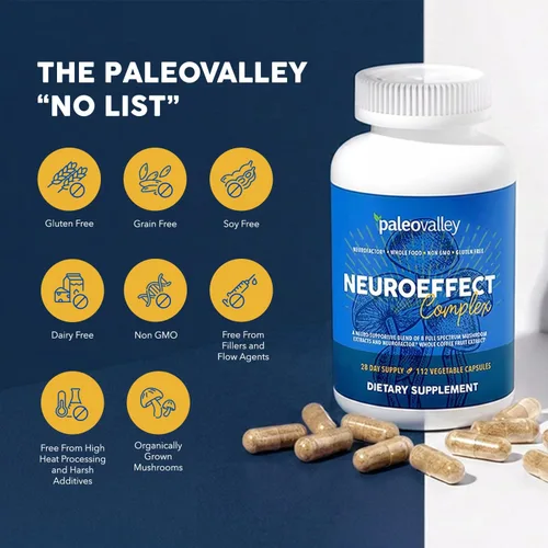 Miniatura 5 de Paleovalley NeuroEffect - Suplemento nutricional de café con hongos Neuro para concentración, memoria y apoyo energético - Suministro para 28 días