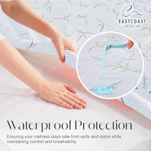 Miniatura 6 de East Coast Bedding Protector de colchón impermeable de viscosa derivada de mezcla de bambú, bolsillo profundo ultra suave que se adapta a hasta 18