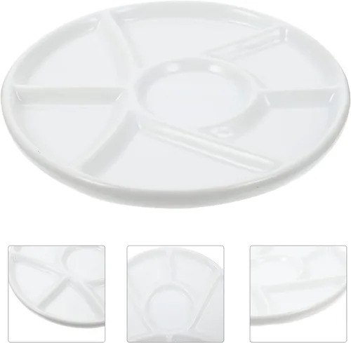 Miniatura 5 de EXCEART Bandeja de pintura de porcelana de cerámica Bandeja de mezcla de cerámica Placas de pintura de acuarela Bandeja de pintura de acuarela Placa